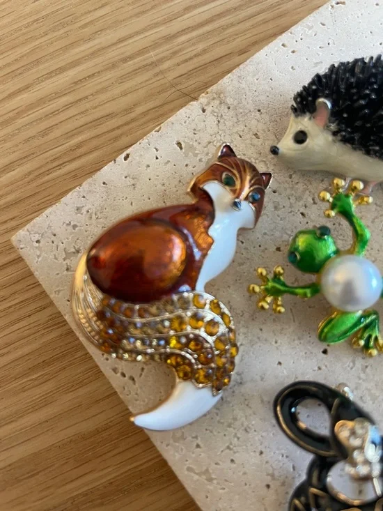 Woodland Animal Brooch Bundle Hedgehog Deer Fox Forest Cottagecore Jewelry Set - Picture 7 of 10